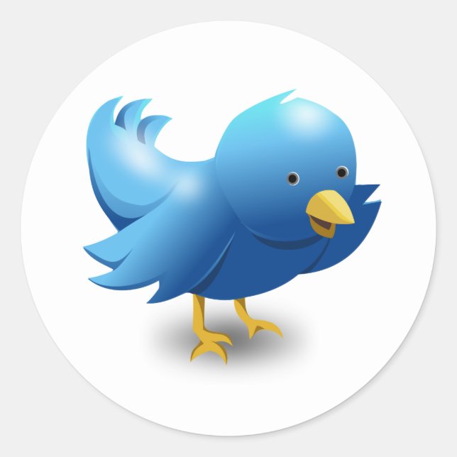 Twitter bird logo classic round sticker (Front)