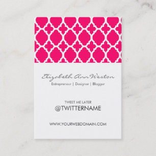 Twitter Business Cards Hot Pink Moroccan Tile