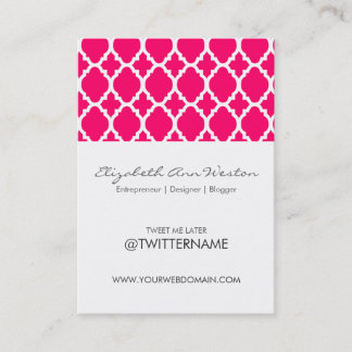 Twitter Business Cards Hot Pink Moroccan Tile