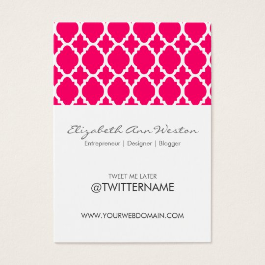 Twitter Business Cards Hot Pink Moroccan Tile