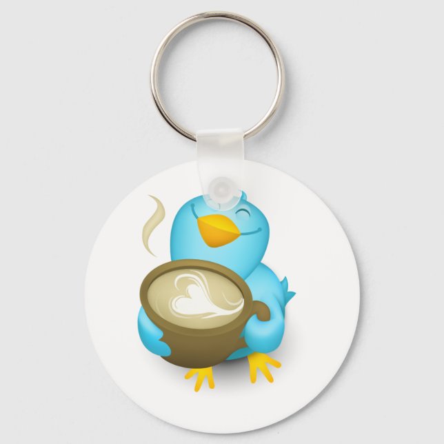 Twitter Coffee Bird Key Ring (Front)