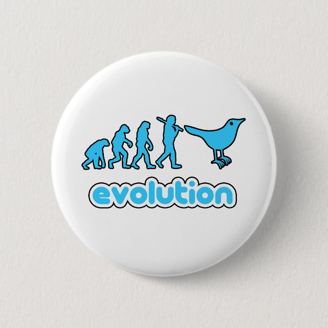 Twitter evolution 6 cm round badge (Front)