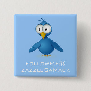 Twitter Follow Me @ Your User Name 15 Cm Square Badge