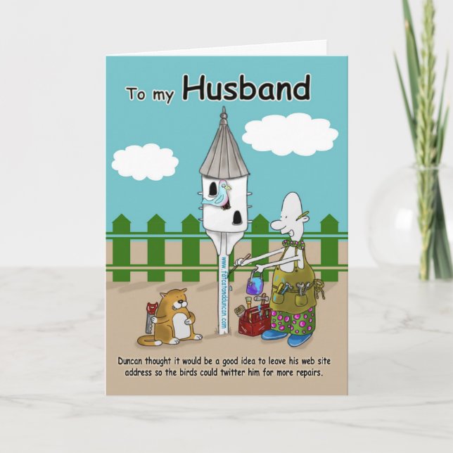 twitter me funny Husband Birthday card (Front)