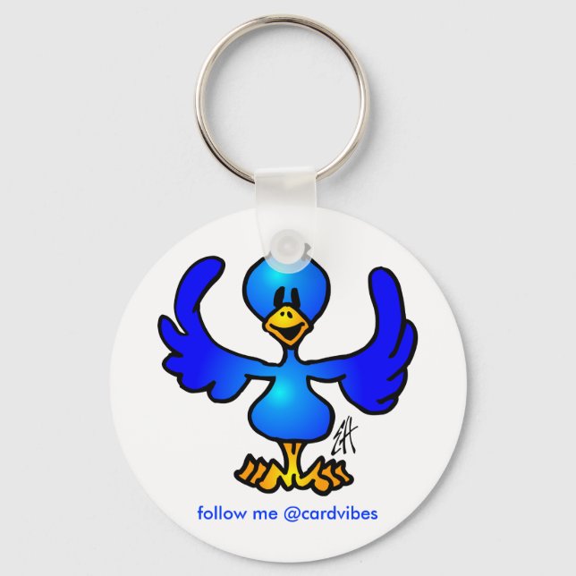 Twittering blue Bird Key Ring (Front)