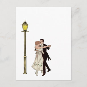 Two 1920's Dancers and Street Light Postcard