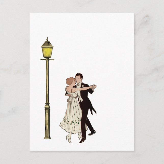 Two 1920's Dancers and Street Light Postcard (Front)