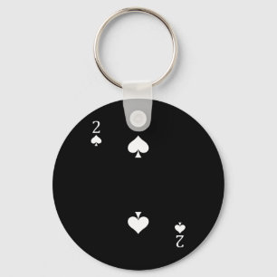 Two (2) Of Spades Poker Card Playing Card Key Ring