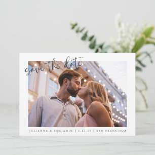 Two 2 Photo Minimalist Script Elegant Wedding Save The Date