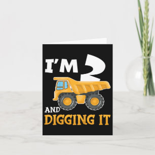 Two 2yr 2th Birthday Construction Boy 2 Years Old  Card