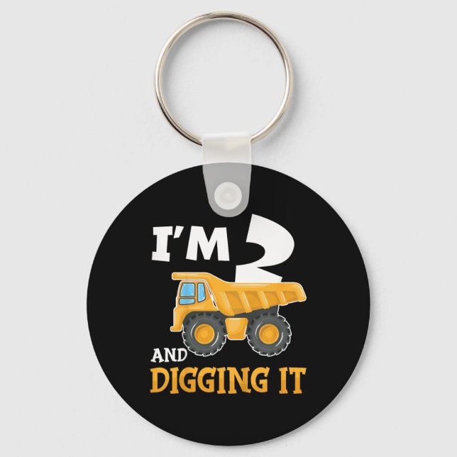 Two 2yr 2th Birthday Construction Boy 2 Years Old  Key Ring (Front)
