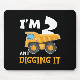 Two 2yr 2th Birthday Construction Boy 2 Years Old Mouse Mat