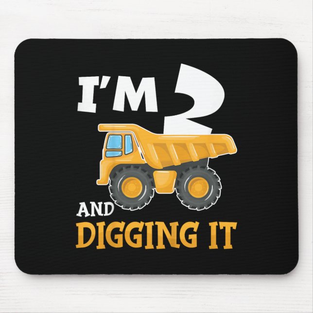 Two 2yr 2th Birthday Construction Boy 2 Years Old  Mouse Mat (Front)