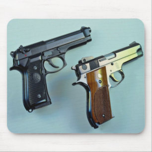 Two .45 calibre automatic guns for gun lovers mouse mat