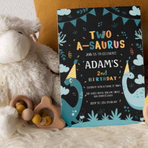 two-a-saurus 2nd Birthday Green Dinosaur Invitation