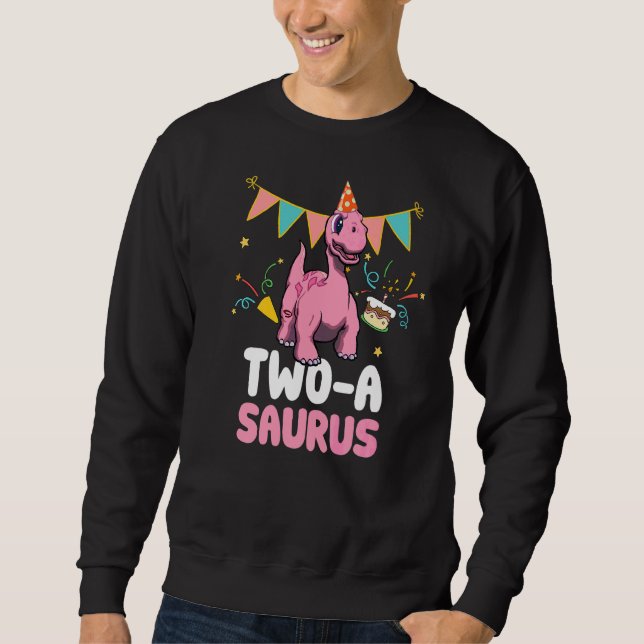 Two A Saurus Dinosaur  Cute Kiddo Apatosaurus Sweatshirt (Front)