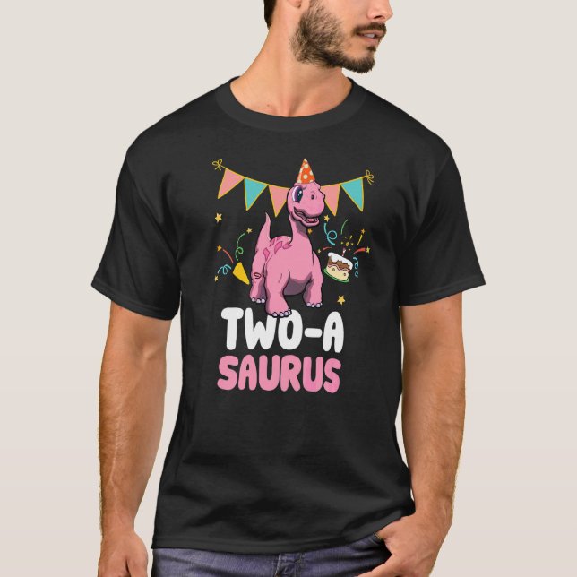 Two A Saurus Dinosaur  Cute Kiddo Apatosaurus T-Shirt (Front)