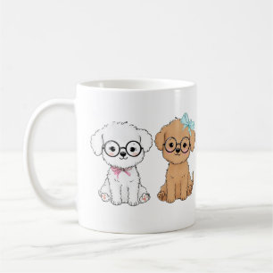 Two Adorable Cartoon Dogs Sitting Together Coffee Mug