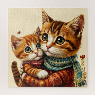 Two Adorable Cats Hugging Jigsaw Puzzle