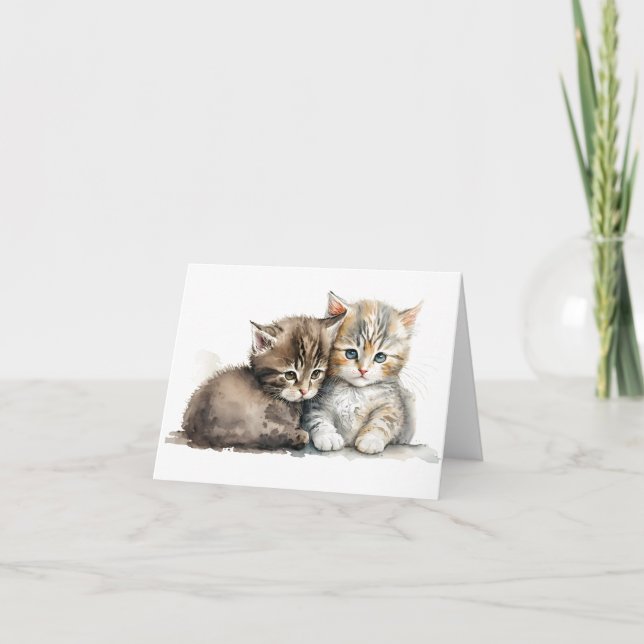 Two Adorable Kittens Blank Card – Cute Cat Lover (Front)