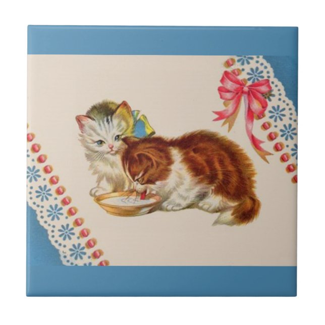 two adorable kittens print tile (Front)