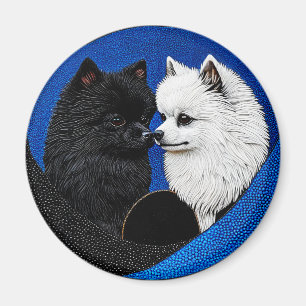 Two adorable spitz dogs magnet