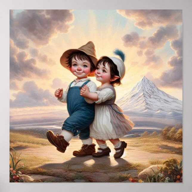 Two Adorable Vintage Munchkins Dancing Poster (Front)