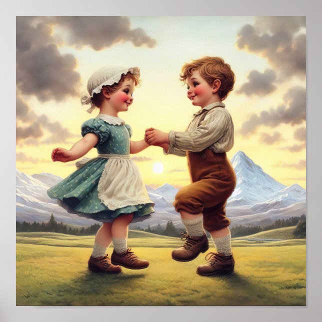 Two Adorable Vintage Munchkins Dancing Poster (Front)