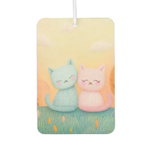 Two adorable woollen cats sitting together car air freshener