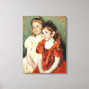 Two Adorable Young Girls (by Mary Cassatt) Canvas Print