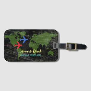 Two Aeroplanes Flying Together Luggage Tag with Ma