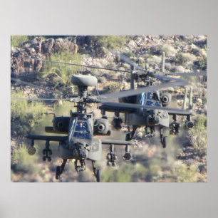 Two AH-64 Apache Helicopters Poster