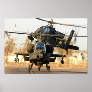 Two AH-64 Apache Helicopters Poster