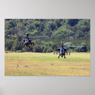 Two AH-64D Apache Helicopters Poster