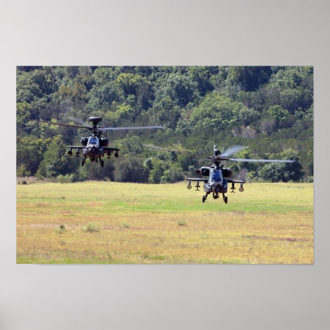 Two AH-64D Apache Helicopters Poster (Front)