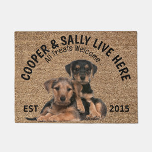 Two Airedale Terriers Personalised Dog Lover Doormat