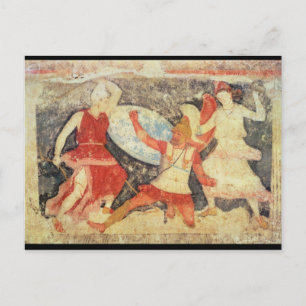 Two Amazons in combat with a Greek Postcard