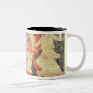 Two Amazons in combat with a Greek Two-Tone Coffee Mug