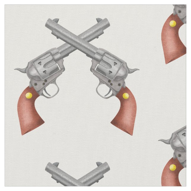 Two American Old West Pistols Crossed Fabric (Close Up)