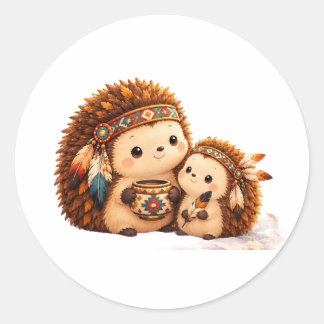 Two American Origins Cute Hedgehog Family Sticker