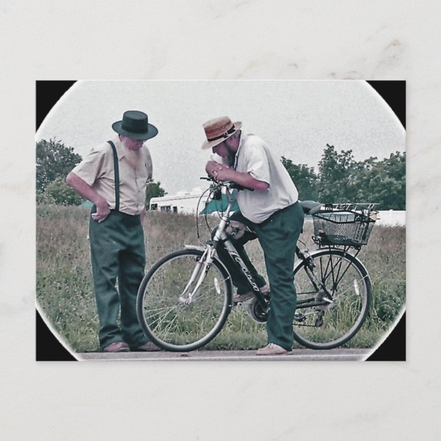 Two Amishmen Pondering Postcard (Front)