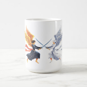 Two Angel with large sword with open wings Coffee Mug
