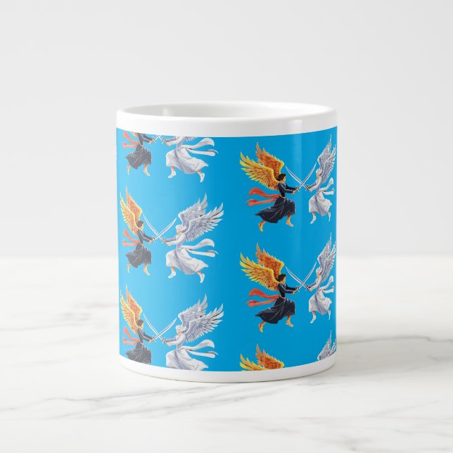 Two Angel with large sword with open wings Coffee Mug (Front)
