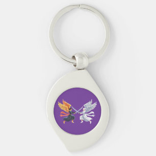 Two Angel with large sword with open wings Key Ring