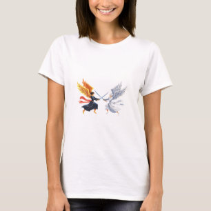 Two Angel with large sword with open wings T-Shirt