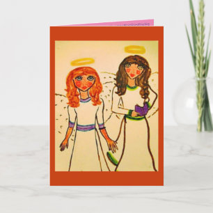 Two Angels, fine art by Rosebeth 1995 Card