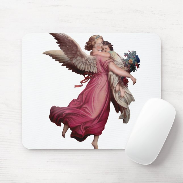 Two Angels in Flight Mouse Mat (With Mouse)