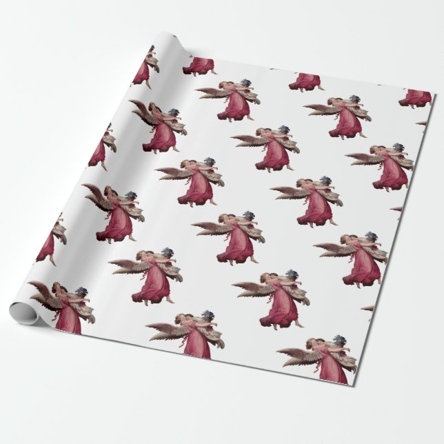 Two Angels in Flight Wrapping Paper (Unrolled)