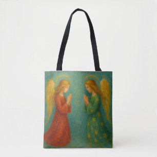 Two Angels Praying Tote Bag