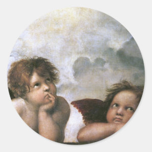 Two Angels, Raphael Vintage Fine Art Classic Round Sticker